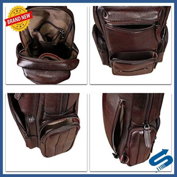 Genuine Leather Crossbody Daypack Backpack with Multiple Pockets main image 7